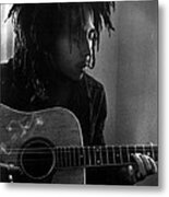 Bob Marley Leaning Over Guitar Metal Print