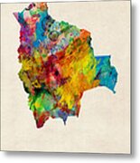 Bolivia Watercolor Map Metal Print