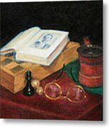 Books-chess-coffee Metal Print