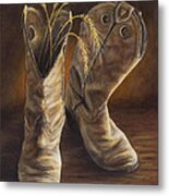 Boots And Wheat Metal Print