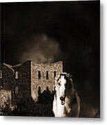 Borzoi Wolf Hound Hunting At Night Metal Print