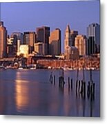 Boston Financial District And Harbor Metal Print