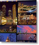 Boston Nights Collage Metal Print