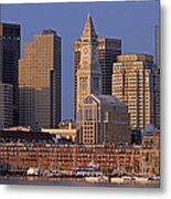 Boston Sail Boats And Cityscape Metal Print