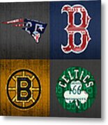 Boston Sports Fan Recycled Vintage Massachusetts License Plate Art Patriots Red Sox Bruins Celtics Metal Print