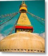 Boudhanath Stupa In Nepal With Blue Sky Metal Print