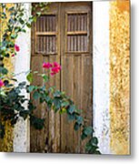 Bougainvillea And Wooden Door Metal Print