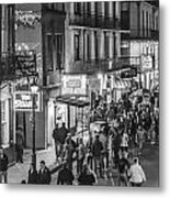 Bourbon Street Black And White From Above Metal Print
