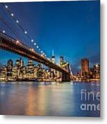 Brooklyn Bridge - Manhattan Skyline Metal Print