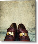 Brown Children Shoes Metal Print