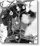 Buddhist Temple In Black And White - Ornate Lamp Post Metal Print