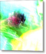 Budding Abstract Turquoise Green Yellow And White Metal Print