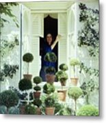 Bunny Mellon By Her Potted Trees Metal Print