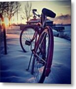 #burlington #bike #vermont #sunset #sun Metal Print