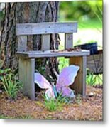 Buterfly Bench - Square Metal Print