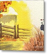 By The Roadside In Autumn Metal Print