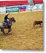 Calf Roping Metal Print