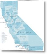 California Vector Map Regions Isolated Metal Print