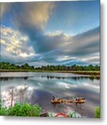 Canadian Geese On A Marylamd Pond Metal Print