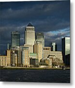 Canary Wharf Sunlit From The Thames Metal Print
