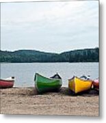 Canoes On The Lake Metal Print