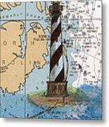 Cape Hatteras Lighthouse Nc Nautical Chart Map Art Cathy Peek Metal Print