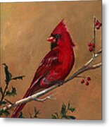 Cardinal Seeking Companion Metal Print