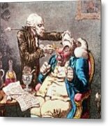 Caricature Of A Doctor Treating A Patient Metal Print