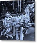 Carousel Horse In Cyan Metal Print