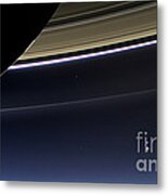 Cassini View Of Saturn And Earth Metal Print