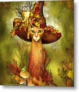 Cat In Fancy Witch Hat 3 Metal Print