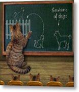 Cat Teacher And His Pupils... :) Metal Print