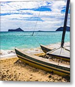 Catamaran On Waimanalo Beach Metal Print