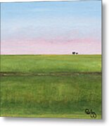 Cattle On The Levee Metal Print