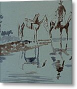 Cautious Creek Crossing Metal Print