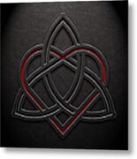 Celtic Knotwork Valentine Heart Leather Texture 1 Metal Print