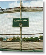 Chainlink Fence In A Public Park Metal Print