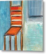 Chair By The Window- Painting Metal Print