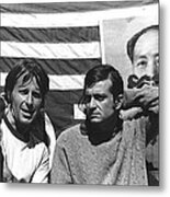 Chairman Mao Mocked American Flag Market Street San Francisco California 1972 Black And White Metal Print