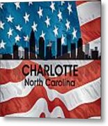 Charlotte Nc American Flag Squared Metal Print