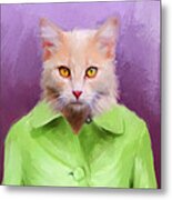 Chic Orange Kitty Cat Metal Print