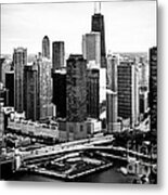 Chicago Aerial Picture Of Streeterville In Black And White Metal Print