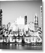 Chicago Buckingham Fountain Black And White Picture Metal Print