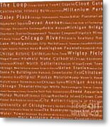 Chicago In Words Toffee Metal Print