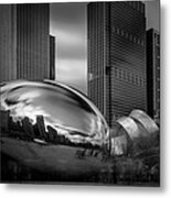 Cloud Gate Aka Bean In Black And White Metal Print