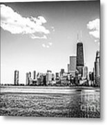 Chicago Lakefront Skyline Black And White Picture Metal Print