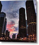 Chicago River Sunset 003 Metal Print