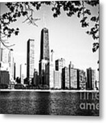 Chicago Skyline Black And White Picture Metal Print