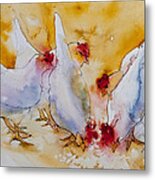 Chickens Feed Metal Print