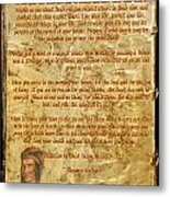 Chief Tecumseh Poem - Live Your Life #1 Metal Print